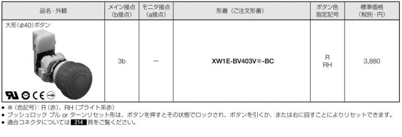 XW1E-BV/LV/TV φ22 非常停止用押ボタンスイッチ | 竹中電業株式会社