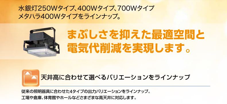 Lg1h形300 高天井用led照明 まぶしさ ギラツキを抑えた最適空間 竹中電業株式会社